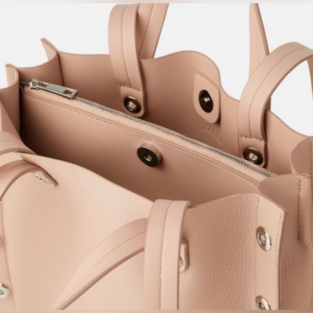 Zara Squared Shopper with Metal Ring Trim
color: Pink - Picture 3 of 7